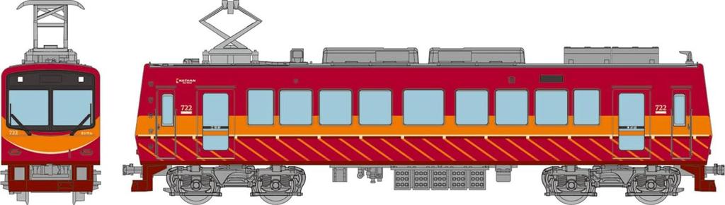 Railway Collection Tetsuro Eizan Railway 700 Series Renewal Car No. 722 Red Diorama Supplies