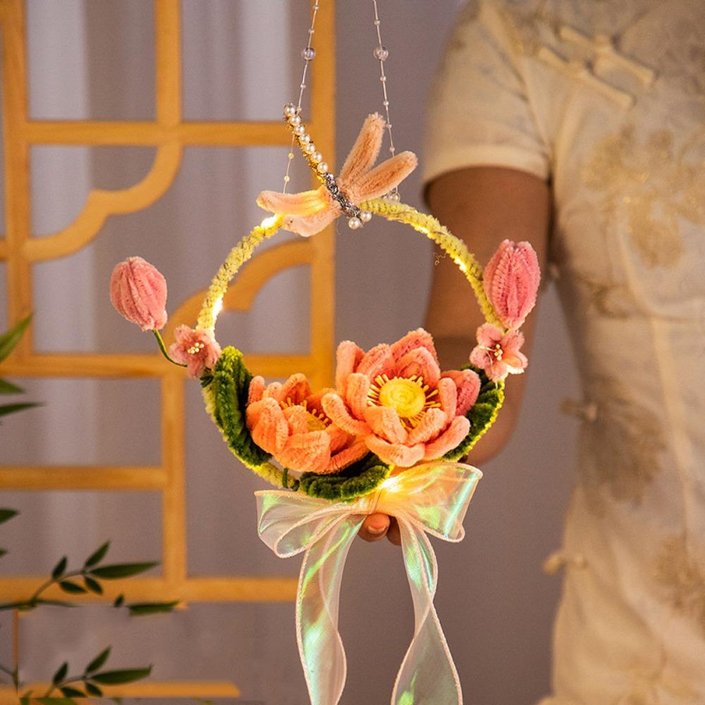 DIY Material Bag Bell Flower Lantern Chinese Style DIY Mid-Autumn Glowing Lantern  Toy