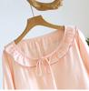 Women's Pure Cotton Gauze Nightgown with Built-in Bra, Round Neck, Lace, Versatile for Home or Outdoor Wear