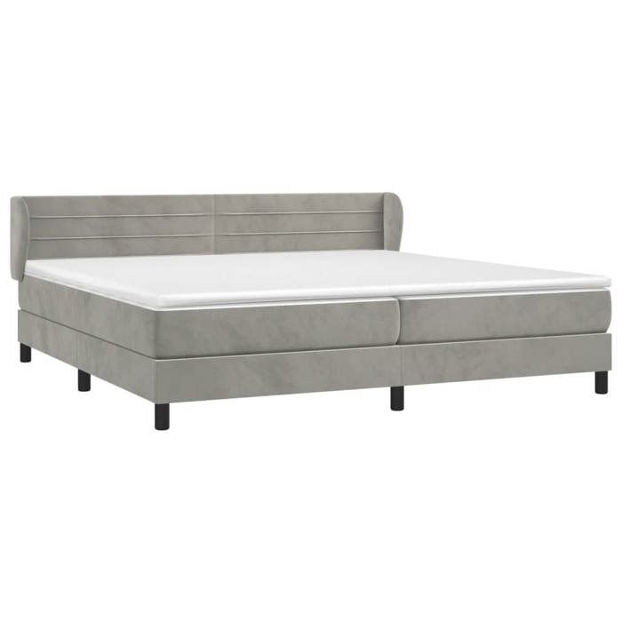 3127571 vidaXL Divan Bed and Mattress Light Grey 200x200cm Velvet