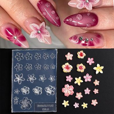 Handmade Diy Frangipani Silicone Nail Art Mold For Manicure Fashionable Flower Nail Art Design Mould High Transparent Template