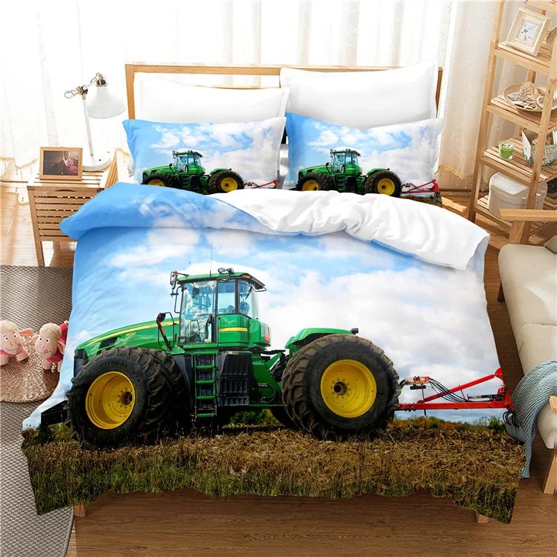 Popular Bedroom Bedding Set For Men Super Cool Motorcycle Tractor Bedding Set Luxury 100% Polyester Bed Cover Sets Pillowcases