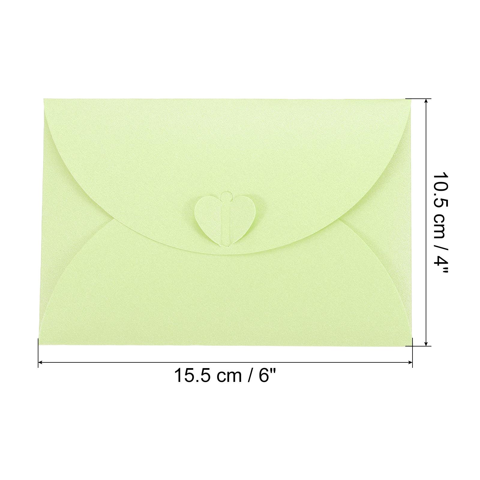 24/50Pc 15.5x10.5cm Mini Love Heart Pearlescent Paper Envelope Heart Shaped Clasp Photo Gift Card Envelopes for Wedding Greeting