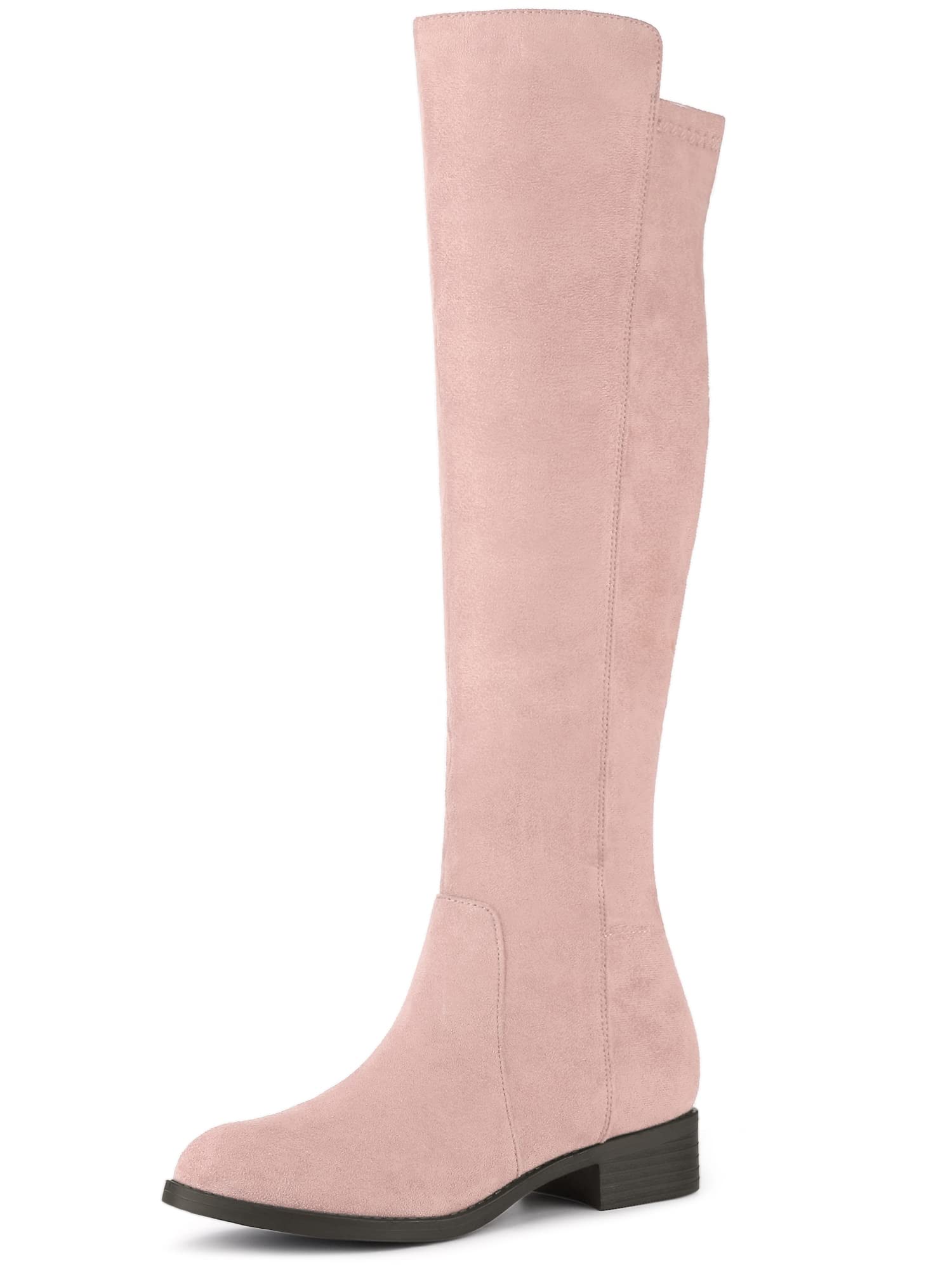 

Allegra K Women s Knee-High Boots with Side Zipper and Chunky Heel, Dust Pink, Size 25.5cm