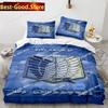 Top Anime Attack On Titan 3D Printed Bedding Set Duvet Cover Pillowcase Freedom Wings Bedclothes for Boys Twin Single Size