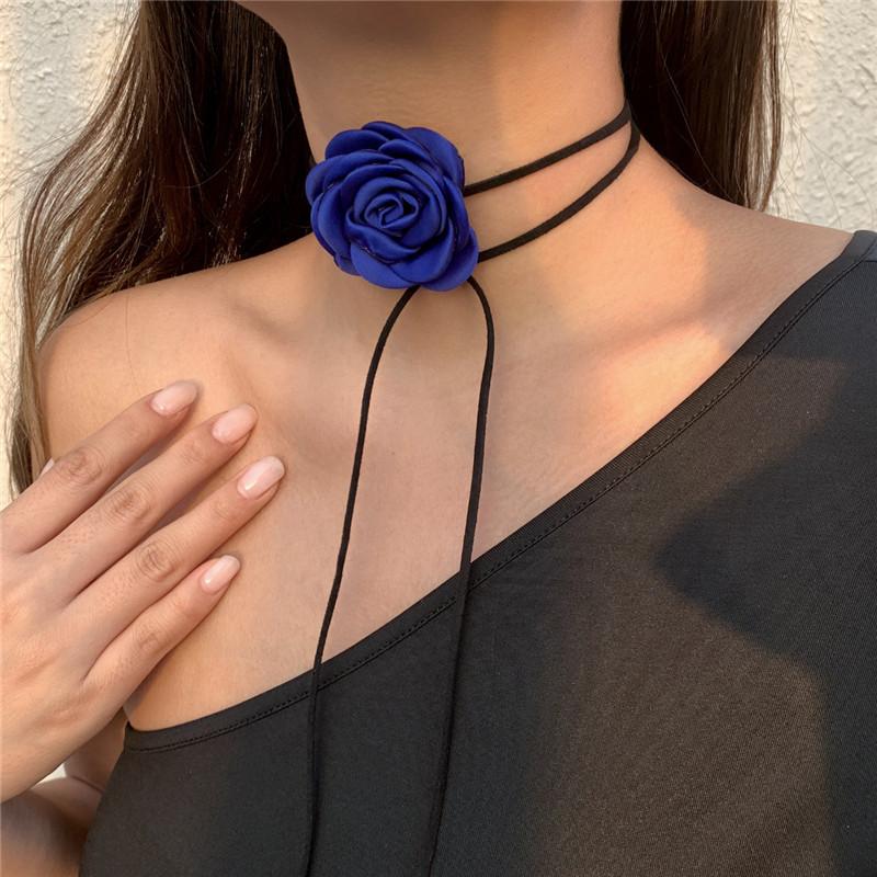 Romantic Gothic Phantom Flower Clavicle Chain Necklace for Women Ladies Korean Fashion Adjustable Rope Choker Y2K Accessories