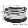 European and American Internet celebrity style retro bracelet set Bohemian style multi-layer simple diamond-encrusted leather bracelet combination set