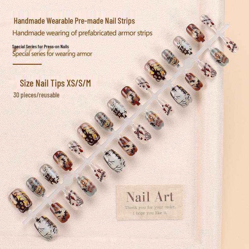

Spicy Girl Halloween Graffiti Handmade Wearable Fake Nails Set (30 Pieces)