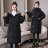 Women's Mid-Length Korean Style Winter Cotton Jacket - Plus Size, Warm, Thick, and Loose-Fit with Hood.