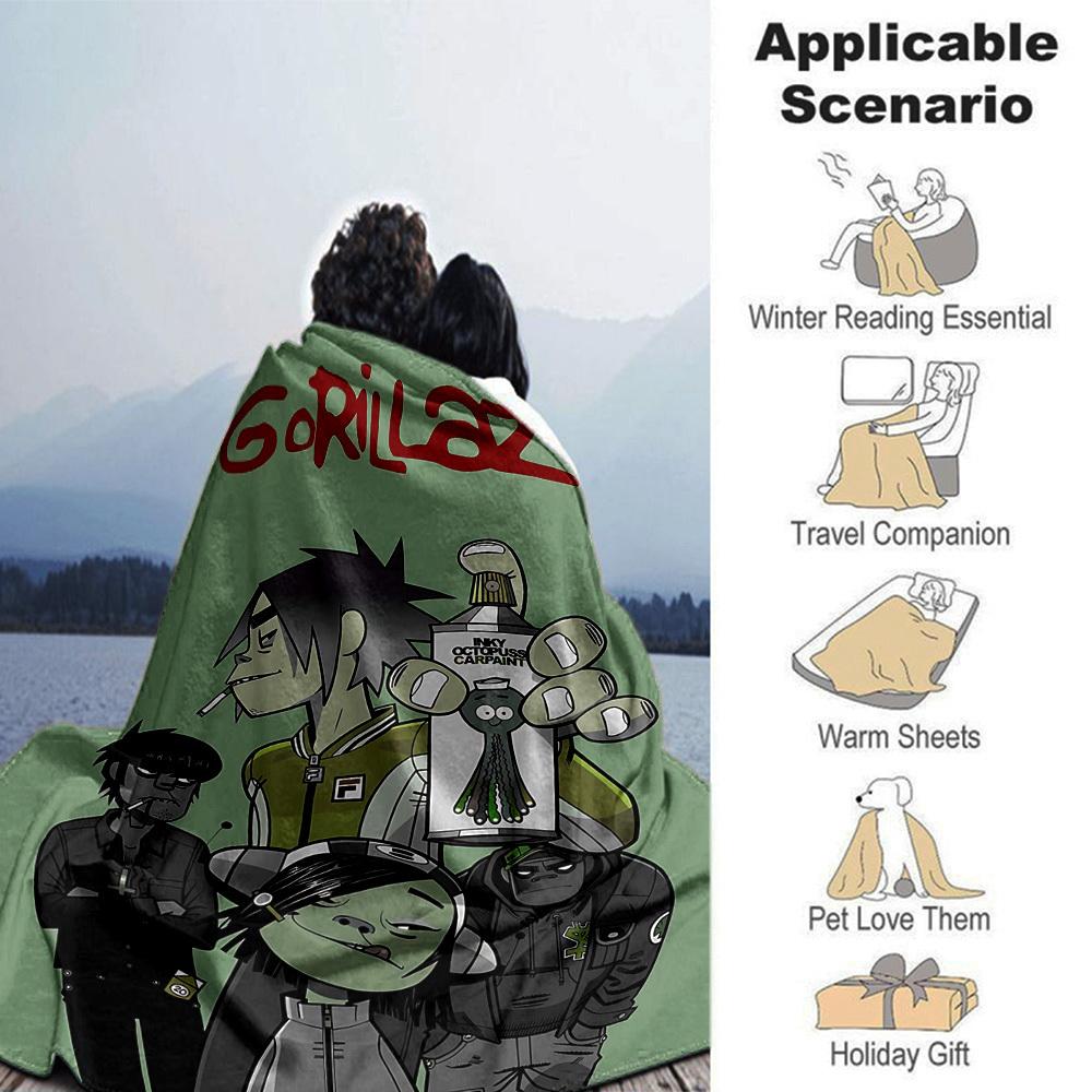 1pc Gorillaz Ink Throw Blanket Soft Flannel, Cozy All Season Polyester Perfect for Home, Office