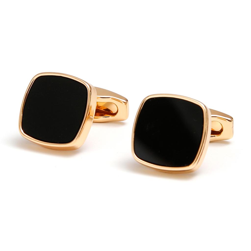 Men's cufflinks, classic simplicity inlaid with black square shirt buttons, cross-border jewelry 1 pair of spot wholesale delivery