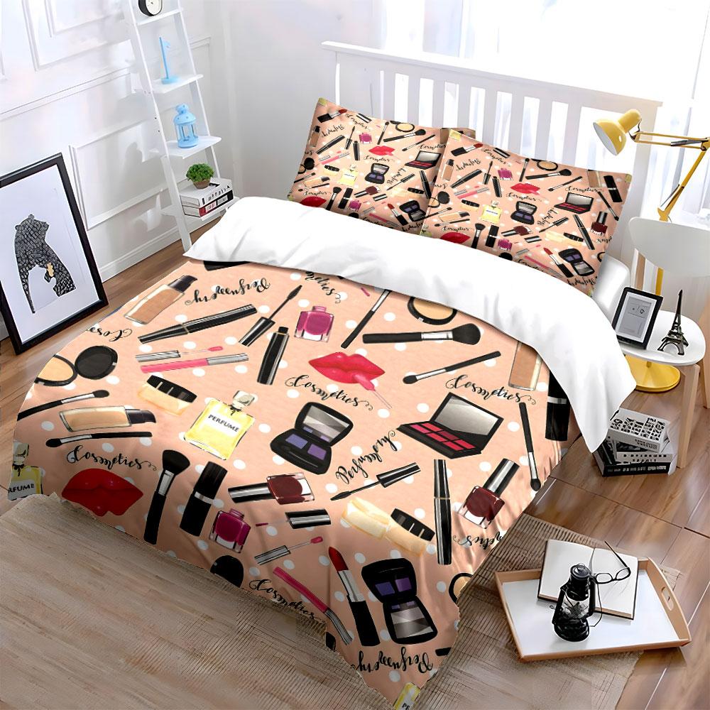Makeup Pattern Bedding Set Bedding Duvet Cover Set Duvet Cover Pillowcases (1 * Duvet Cover 2 * Pillowcases, Without Duvet Insert)