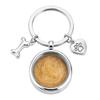 Pet Remembrances Keychain with Round Keepsakes Locket, Silver Tone Steel Memorial Photo Holders with Paws Print Charm for Dog and Cats Owners