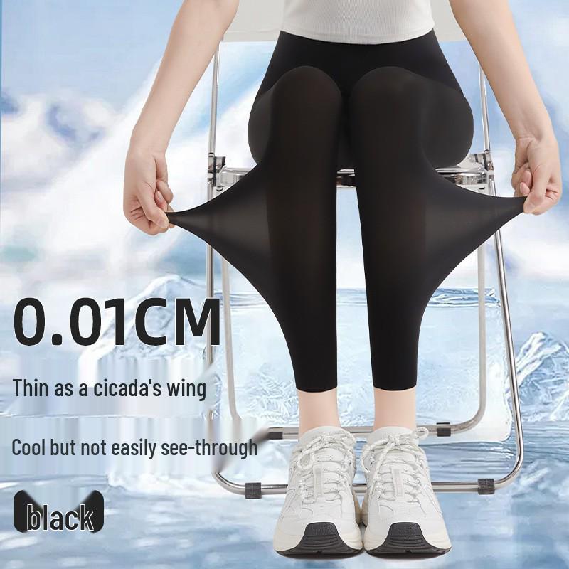 Women's Summer Ice Silk Shark Pants with Sun Protection & High Elastic Seamless Base Layer for Yoga & Sports