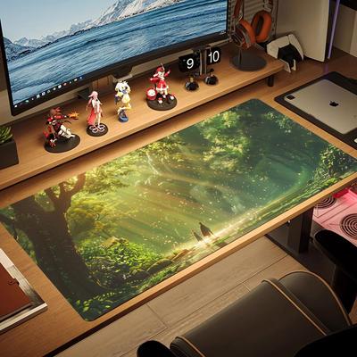 Fantasy Wald Mauspad Großes Mauspadd Teppich XXL Gaming Gummi Schloss Handy Schreibtisch Spielmatte Matte Computermonitor Gamer Arbeit Büro
