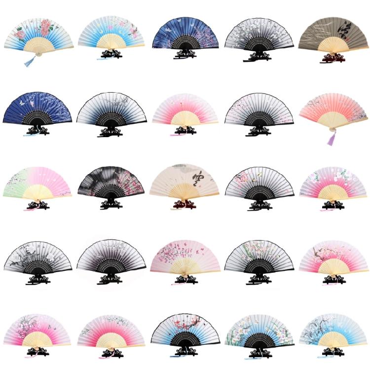 Vintage Folding Fan with Handle Multifunction Teenager Girl Props Gift