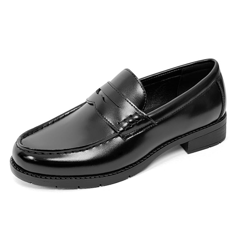 PAFHL Lightweight Size for Commuting to Made of Premium Leather Women's Loafers, Black, 25, School, (old edition, cm2412-old, Black)