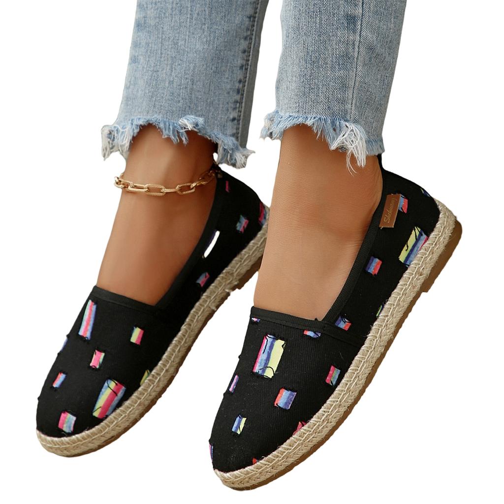 Summer Women Slip On Flat Canvas Shoes Lightweight Breathable Casual Loafers Comfortable Walking Footwear for Daily Use