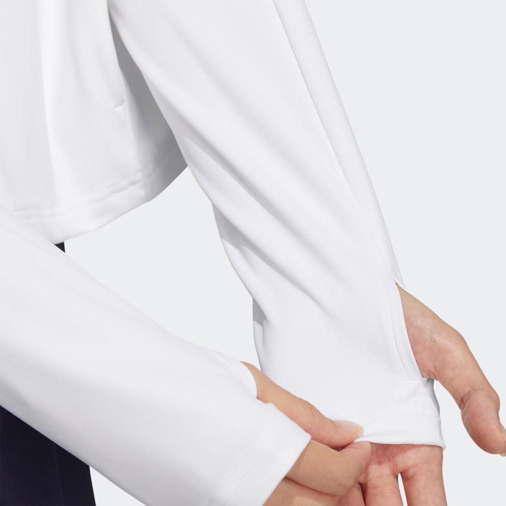 Adidas Solid Color Logo Embroidered Zip-Up Hooded Jacket Women Jackets White HR2581