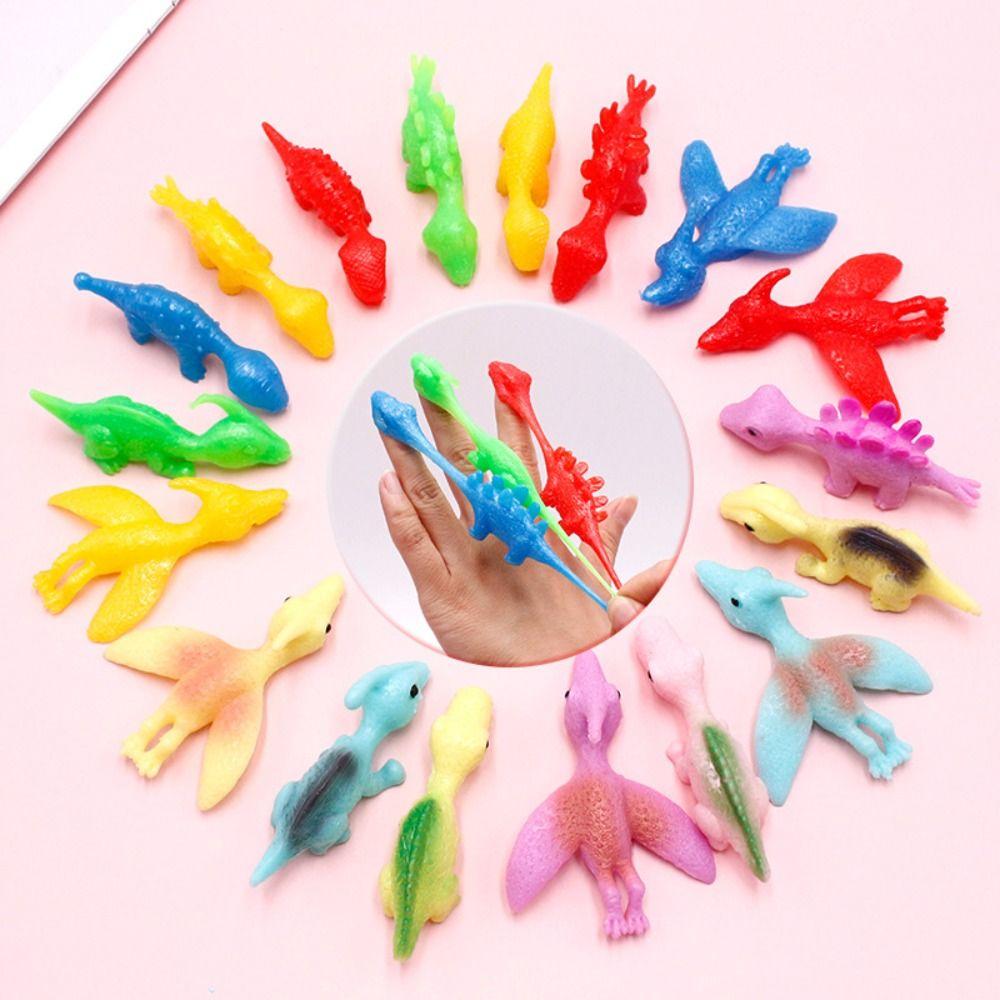 5pcs Dinosaur Launch Dinosaur Plastic Flying Dinosaur Finger Toys Party Favors