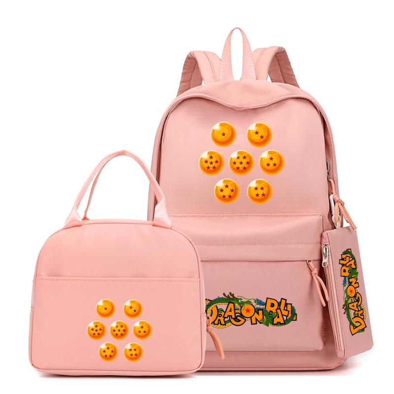 3Pcs/set Anime Dragon Ball Backpack with Lunch Bag for Girl Boy Back To School Bookbag Schoolbag Men Women Travel Bag Mochila