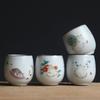 White Ceramic Tea Cup Cute Cat Kung Fu TeaCups 100ml
