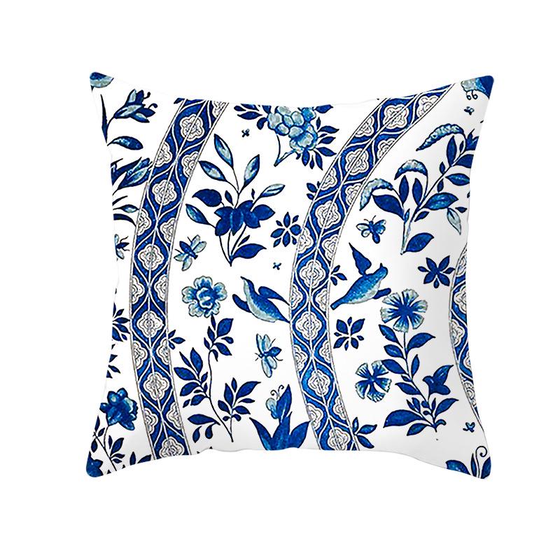 Red, Blue and Black Geometric Cushion Cover, Peach Skin Print Pillow Cover, Square Sofa Cushion, Home Textiles and Household Products