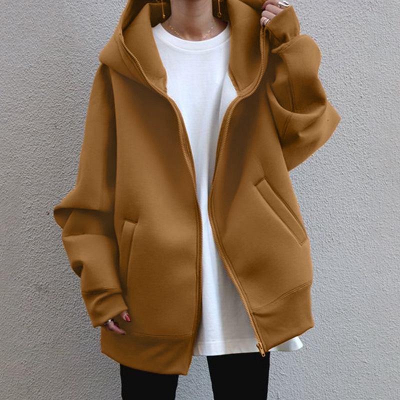 2023 European & American Streetwear: Autumn/Winter Loose Fit Velvet Zip-Up Hoodie