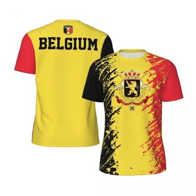 T-shirt Homme Belgique Imprimé 3D Été Fitness Sports Course à Pied Hauts Street Ample Manches Courtes T-shirts Maillot de Football