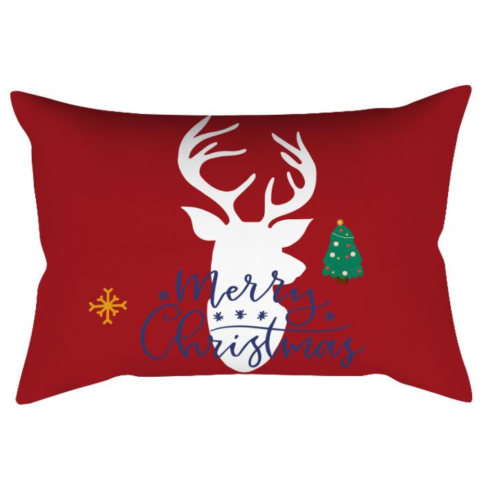 Weihnachten Bedruckter Pfirsich Samt Taillenkissenbezug Weihnachtsmann Schneeflocke Heimdeko Feiertags-Kissenbezug Dekokissen