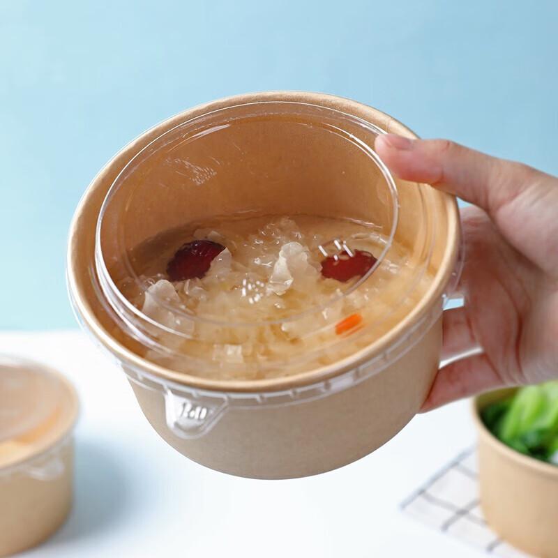 Disposable Kraft Paper Takeaway Bowls with Lids