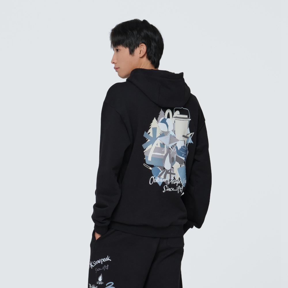 [Snowpeak] [Snow Peak X Sung Nak Jin] Gear Graphic Hood T-shirt Black (S24FMFHD36) 95