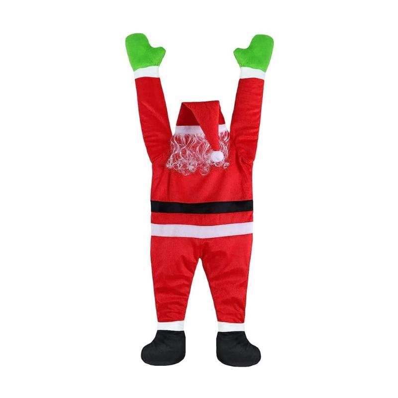 Santa Climbing Ladder Roof Clothes Ornament Suitable for Christmas Outdoor Decor