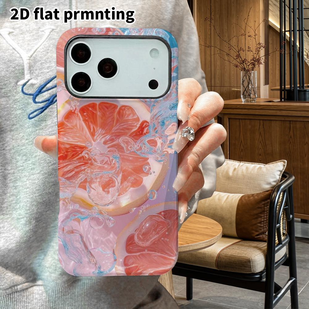Phone Case: 2D Flat Suitable for iPhone 18 17 16 15 14 13 Pro Film Protective Case, Couple Style, Grapefruit Slice, Christmas and Halloween Holiday Gi