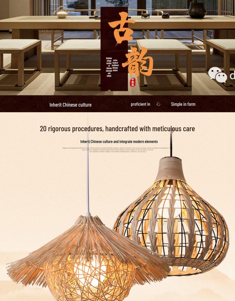 Creative Bamboo & Rattan Pendant Light for Bedroom, Japanese Restaurant, or Teahouse