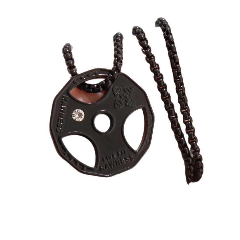 European and American Fitness Dumbbell Plate Sports Barbell Necklace Men's Pendant Jewelry