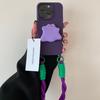 Suitable for 15 Apple Dark Purple Phone Cases Iphone13 Lanyard Crossbody Stand Protective Case Shockproof