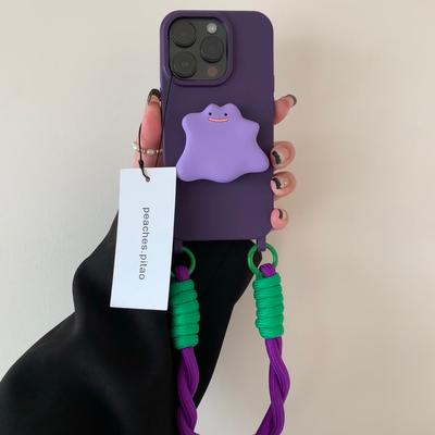 Vhodné pro 15 fialových pouzder na telefon Apple iPhone 13, šňůrka na krk, crossbody stojánek, ochranné pouzdro, nárazuvzdorné