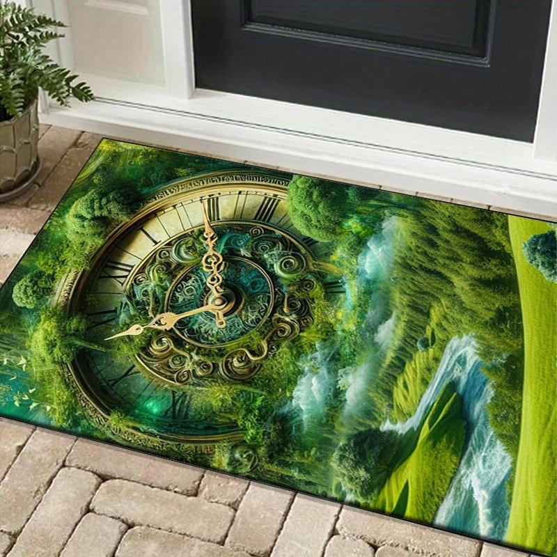 Clock In Nature Landscape Rug Office Chair Mat Eco Friendly Indoor Decoration Anti Slip Carpet Can Be Machine Washed