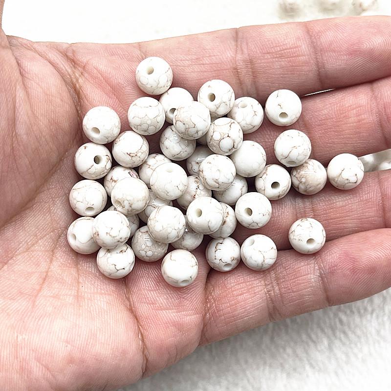 50pcs 8mm Flowering Round Acrylic Beads Loose Spacer Beads for Jewelry Making DIY Bracelet Accessories