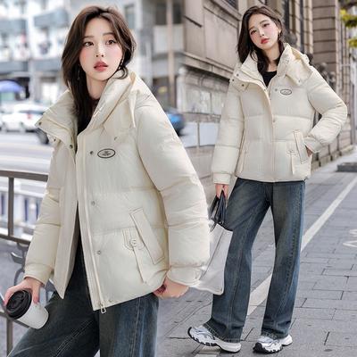 Padded-padded Jacket Women's Clothing New Short Wear Down Cotton-padded Clothing Loose Solid Color Hooded Versatile Cotton-padded Jacket Tide