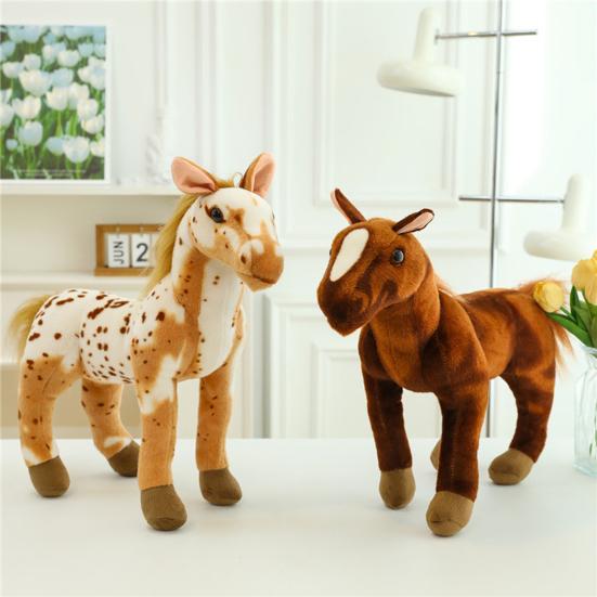 Simulation Plush Horse Toy Stuffed Pony Plushie Year of Horse Mascot Doll Educational Toy Home Bedroom Decoration Holiday Gift