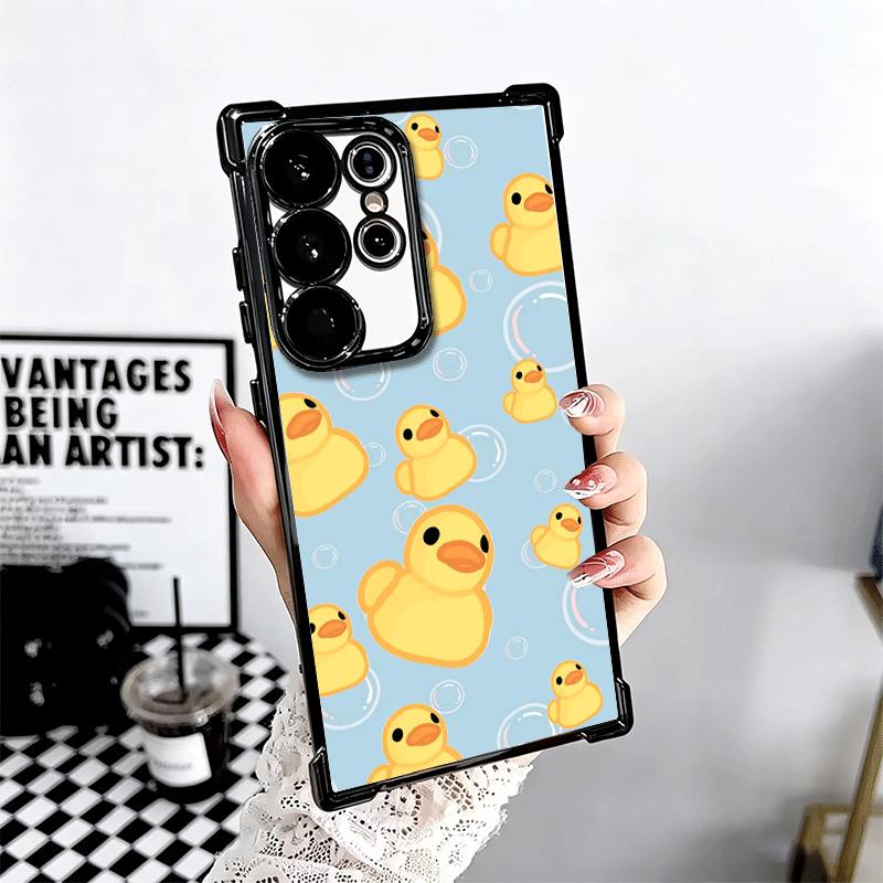 Funny Cute Cartoon Duck Plating Phone Case For Samsung Galaxy S24 S25 FE S26 Edge S23 Ultra S22 S21 Plus S20 Anti-Fall Airabag C
