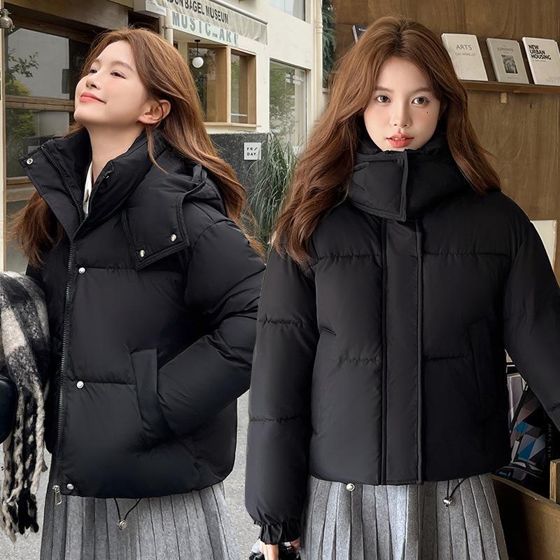 Winter new fluffy hooded bread short cotton clothes women's thickened loose small short coat batch