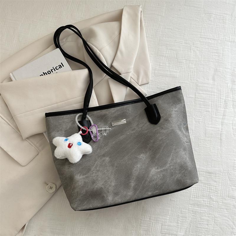 Large Capacity 2024 New Fashion Casual Street Style Pu Tote Shoulder Bag