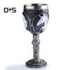Horrible Resin Skull Head Stainless Steel Wine Cup Goblet Skull Wine Chalice Cup Gothic Halloween Decorative Whiskey Cocktail Beverage Drinking Glass