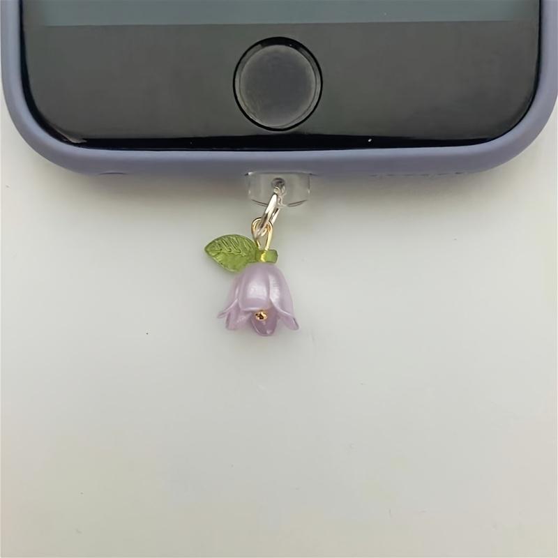 

1 шт. Трехмерный колокольчик-орхидея лист мобильный телефон порт для зарядки пылезащитная заглушка, подвеска с искусственным жемчугом/подходит для iPhone/Type-C ForTypec