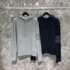 TIME BREATHE Unisex Trendy Knit Striped Hoodie Pullover