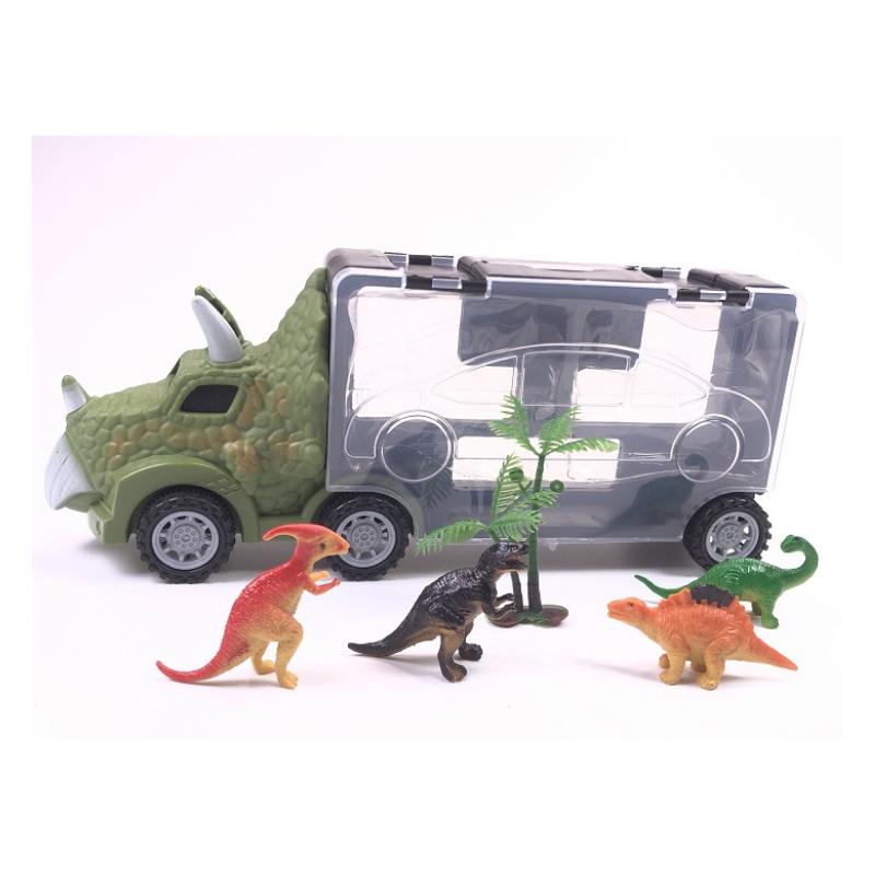 Dinosaur Transport Toy Truck Pull Back Vehicles Dino Container Storage Car Model Lighting Music Boys Children Birthday Gift
