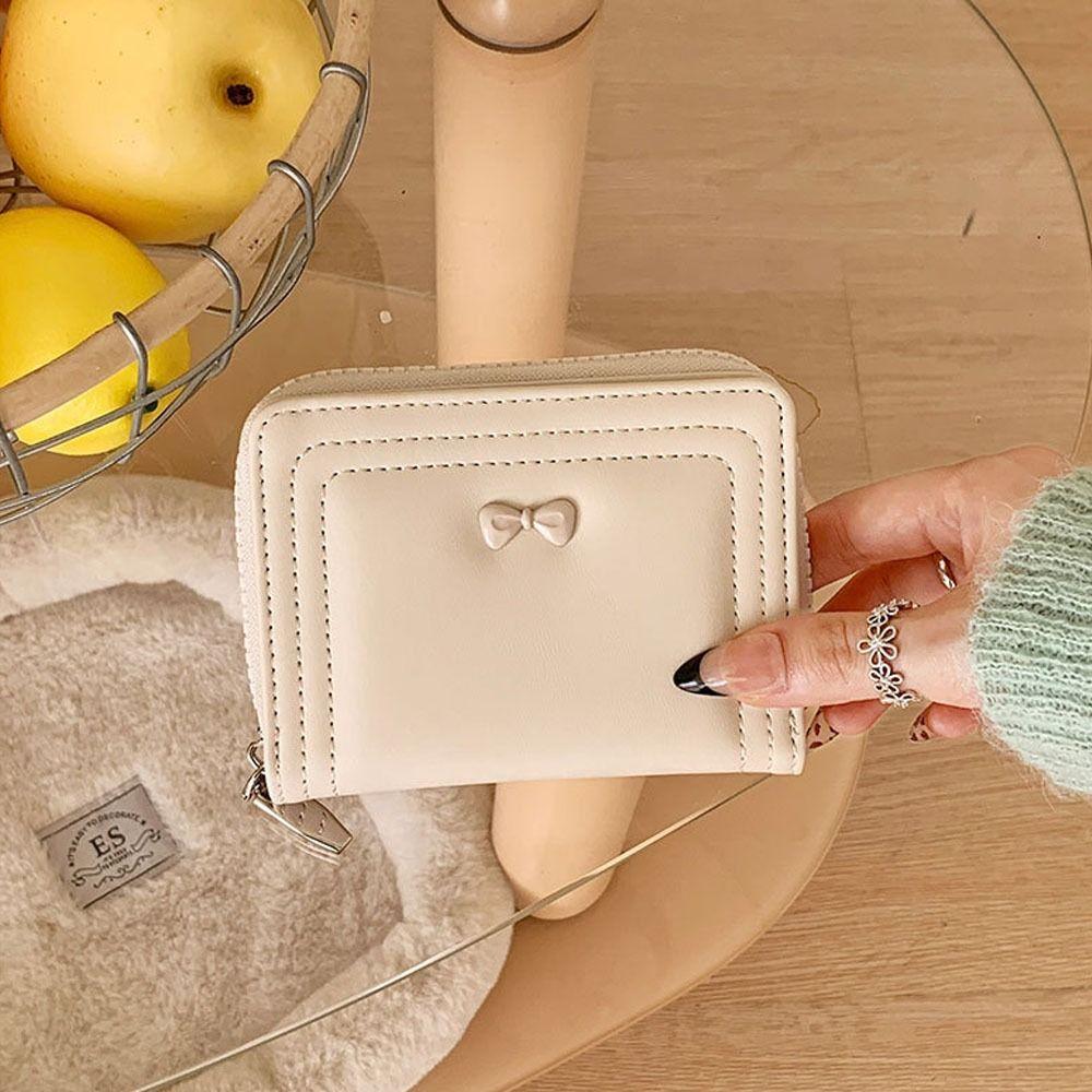 New Cute Bow Women's Wallet Short Zipper Coin Purse Student Card Holder Gifts
